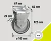 Tarrox Edelstahl Apparate Bockrolle bis 55 kg, 100x24 mm, Produktbild-Vorschau 2