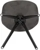 The underside of a chair with a dark gray upholstered seat and black metal legs. Produktbild-Vorschau