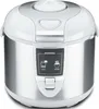 A close-up studio shot of a silver and white rice cooker. Produktbild-Vorschau