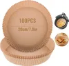 100 Stück Backpapier für Heißluftfritteuse, Rund 20CM Produktbild-Vorschau 1