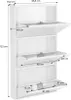 A diagram showing the dimensions of a white shoe cabinet with three drawers. Produktbild-Vorschau