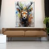 Hirsch Pop Art Leinwandbild Wandbild Kunstdruck XL Wanddeko Produktbild-Vorschau 2