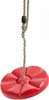 A red disc swing hanging from a rope against a white background. Anteprima dell’immagine prodotto
