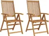 Two wooden garden chairs are shown against a white background. Podgląd zdjęcia produktu