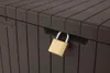 A close-up of a brown storage box with a padlock on it. Podgląd zdjęcia produktu