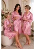 Damen Satin Morgenmantel lang mit Spitze – Kimono Produktbild-Vorschau 6