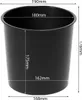 A black cylindrical container with dimensions indicated by white lines and text. Produktbild-Vorschau