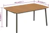 A rectangular wooden table with dark gray legs, shown from a slight angle with dimensions indicated by purple lines and text. Podgląd zdjęcia produktu