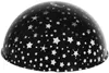 A dome-shaped night light projector with a black surface covered in silver stars and a crescent moon. Voir les images du produit