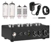 A product shot of a black electronic tube phono preamp with accessories. Podgląd zdjęcia produktu