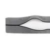A close-up view of a gray pillow cover with a zipper. Produktbild-Vorschau