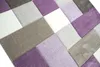 Tappeto moderno con motivo a quadri viola, crema e beige - Anteprima dell’immagine prodotto 2