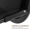 A close-up view of a black ribbed handle with a metal screw on a black mesh surface, part of a garden furniture set. Podgląd zdjęcia produktu