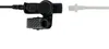 A close-up shot of a black headset connector with a white tube attachment, isolated on a white background. Produktbild-Vorschau