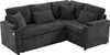 A dark gray sectional sofa with multiple cushions and built-in features like cup holders and USB ports. Produktbild-Vorschau