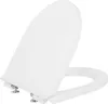 A white toilet seat lid is shown open, attached to its hinges. Produktbild-Vorschau