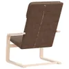 Rear view of a brown fabric armchair with a light wood frame. Produktbild-Vorschau