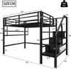 A diagram of a black metal loft bed with dimensions indicated by numbers and lines. Náhled obrázku produktu