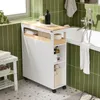 SoBuy Toilettenschrank BZR54-II-WN mit Holzoberfläche und Rollen im grünen Badezimmer Produktbild-Vorschau