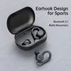 A pair of black wireless earbuds with a charging case, displayed on a textured gray surface. Produktbild-Vorschau