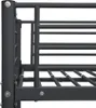 Close-up view of a metal bunk bed frame, showing the side support and mattress slats. Náhľad obrázku produktu
