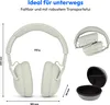 A collage of images showing MEDION Over Ear Kopfhörer HX-1 Plus headphones, including a full view, a folded view, and a carrying case. Produktbild-Vorschau