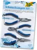 A set of three jewelry pliers in a clear plastic package, with product labels and branding. Anteprima dell’immagine prodotto
