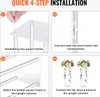 An instructional diagram showing the four steps to assemble a clear acrylic flower stand with metal rods. Voir les images du produit