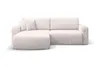 A beige sectional sofa with a chaise lounge, shown from the front on a white background. Voir les images du produit
