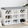 Lavice na boty bílá 82 x 32 x 50 cm Materiál na bázi dřeva Náhled obrázku produktu 1