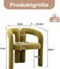 A diagram showing the dimensions of an olive-colored chair. Voir les images du produit