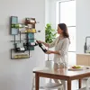 DanDiBo Stojan na víno Nástěnný kovový černý 8 lahví Úzký Náhled obrázku produktu 9