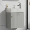 A modern bathroom vanity with a ceramic sink and a single cabinet door. Podgląd zdjęcia produktu