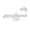 Technical drawing with dimensions of a light fixture. Podgląd zdjęcia produktu