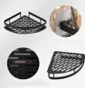 A collage of images showing a black corner shelf for a bathroom or kitchen. Náhľad obrázku produktu