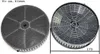 Two charcoal filters for a range hood, shown from different angles with dimensions indicated. Náhled obrázku produktu
