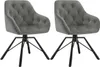 Two dark gray velvet swivel chairs with black metal legs are shown against a white background. Produktbild-Vorschau