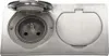 A close-up, top-down view of a recessed electrical outlet with a hinged cover. Anteprima dell’immagine prodotto