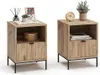Two wooden nightstands with drawers and open shelves, decorated with home accessories. Voir les images du produit