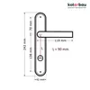 A diagram showing the dimensions of a door handle set. Anteprima dell’immagine prodotto