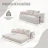 A diagram showing the dimensions of a sofa bed in both its folded and unfolded states, along with its weight capacity. Anteprima dell’immagine prodotto