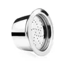 A shiny silver coffee capsule with holes on a white background. Produktbild-Vorschau