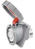 A close-up, angled view of an industrial electrical socket with its protective cover open. Produktbild-Vorschau