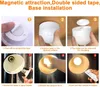 Collage of images showing how to install and use a magnetic LED light. Produktbild-Vorschau