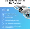 A white drone is shown on a light blue background with text describing its features. Anteprima dell’immagine prodotto
