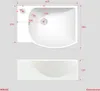 A diagram showing the dimensions of a white sink, with a top-down view and a side view. Produktbild-Vorschau