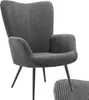 A gray upholstered armchair with a corduroy texture is shown against a white background. Produktbild-Vorschau