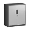 A gray and silver metal storage cabinet with two doors and a lock. Produktbild-Vorschau