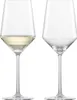 Two wine glasses are shown against a white background. One glass contains white wine, and the other is empty. Produktbild-Vorschau