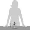 A silhouette of a person is shown behind a small metal figurine of a person on a bicycle. Dimensions are indicated with text. Náhľad obrázku produktu
